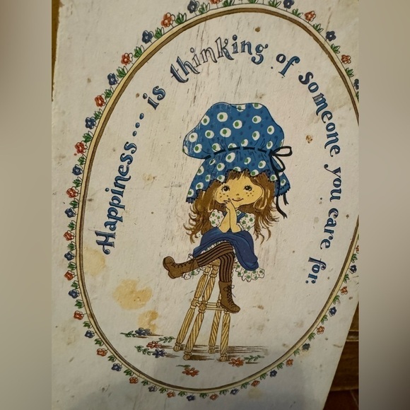 Scandinavian Blue Bonnet Girl White Cutting Board 1970s Vintage Kitchen Decor - Picture 2 of 4
